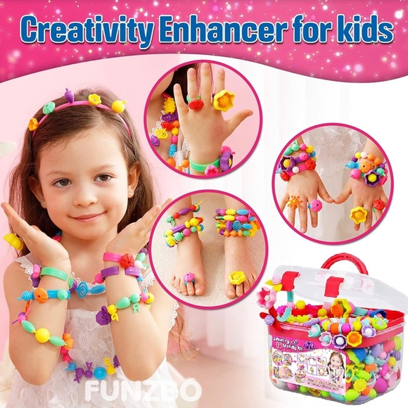 New Snap Pop Beads for Kids Jewelry Making Kit DIY Bracelets Hairband - Picture 1 of 13